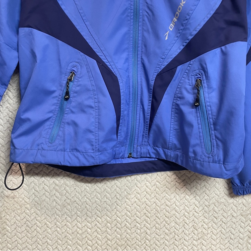 Brooks Womens Large Blue Shelter Tech Full Zip Running Vented Jacket Activewear - Picture 3 of 12